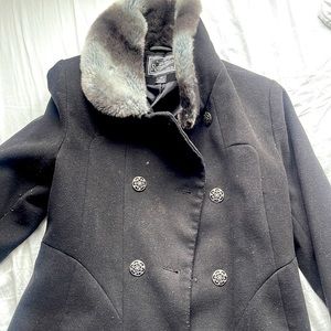 Classic faux fur Rothschild pea coat